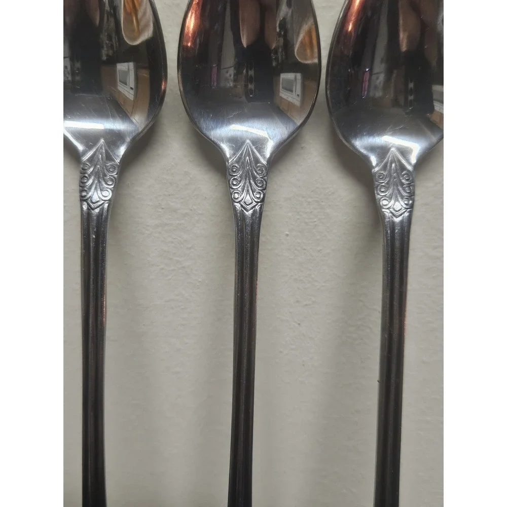 Interpur INR12 Stainless Steel Set of 3 Spoons Vintage Floral Scroll Korea 7in
